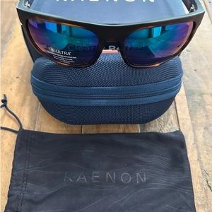 Kaenon Burnet XL Matte Tortoise ULTRA glass Coastal Green Mirror Polariz…